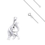 Collier - femme / enfant - pendentif - chat - silhouette �l�gante ? argent 925 / 1000 - rhodi� - 45 cm ...