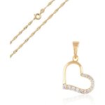 Collier - femme - pendentif - coeur - �vid� - cristal - blanc - plaqu� or jaune 750 / 1000 - 3 microns ...