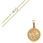 Collier - femme / enfant - chane et pendentif - mdaille - saint christophe - plaqu or jaune 750 / ...