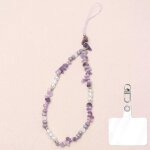 Cha�ne de t�l�phone en effet pierres am�thystes et perles blanches - cha�ne violette