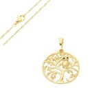 Collier - femme - pendentif - arbre de vie - plaqu� or jaune 750 / 1000 - 3 microns - 45 cm - torsad�e ...