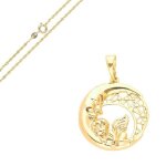 Collier - femme / enfant - chane et pendentif - ange - coeur - cristal - blanc - plaqu or jaune 750 ...