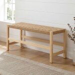 Chairus banc en bois avec tissage en corde naturelle bout de lit banc entr�e vintage banquette de cuisine ...