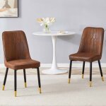Chaises - lot de 2 - rev�tement pu simili cuir - pieds m�tal antirouille - dossier ergonomique