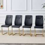 Chaise de salle � manger - lot de 4 - pu imperm�able - dossier ergonomique - pieds m�tal noirs