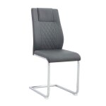 Chaise de salle � manger - dossier haut - lot de 4 - gris fonc� - similicuir pu et pieds m�tal