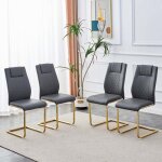 Chaise de salle � manger - style nordique / industriel - gris fonc� - cuir pu & pieds m�tal - lot de ...