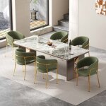 Chaises - lot de 6 pi�ces - tissu velours c�tel� - convient pour le salon la salle � manger - avec dossier ...