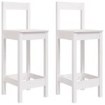 Chaises de bar - garosa - lot de 2 - bois de pin massif - blanc - 40x415x112 cm