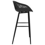 Chaises de bar lot de 2 - wiens - noir - 48x47. 5x95. 5 cm - hauteur du si�ge 74. 5 cm - pp et m�tal
