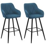 Chaises de bar bleues - beliani - darien - avec accoudoirs - style contemporain - lot de 2