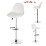 Chaise de bar contemporain diyagssz� - lot de 2 - pieds en m�tal - simili blanc
