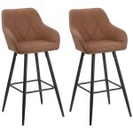 Chaises de bar marron darien - beliani - lot de 2 - bois - simili - avec accoudoirs Chaises de bar marron darien - beliani - lot de 2 - bois - simili - avec accoudoirs