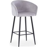 Chaise de bar - menzzo - bobby velours argent - tissu - gris - contemporain - design