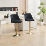 Chaises de bar - velours moderne r�glable en hauteur pivotante avec dossier et repose - pieds - noir ...
