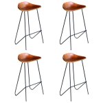 Chaises de bar - vidaxl - marron - cuir véritable - industriel - loft Chaises de bar - vidaxl - marron - cuir véritable - industriel - loft