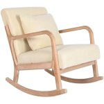 Chaise  bascule - home esprit - blanc naturel - bois de caoutchouc - 1 place - design contemporain
