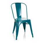 Chaise de bistrot - hjh office - vantaggio comfort - bleu ptrole - mtal