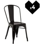 Chaises bistrot industrielles - noir - mtal - lot de 4