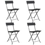 Chaises de bistrot pliantes - noir - résine tressée - acier enduit de poudre - 4 personnes - extérieur ... Chaises de bistrot pliantes - noir - résine tressée - acier enduit de poudre - 4 personnes - extérieur ...