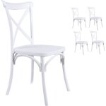Lot de 4 chaises blanches style bistrot en rsine polypropylne
