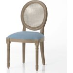 Chaise bleu fonc en acajou mdaillon - amadeus
