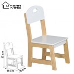 Chaise en bois pour enfant - l 28 x l 28 x h 57 cm - blanc et beige