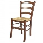 Chaises en bois massif avec assise en paille - venezia - set de 2 - marron - noyer Chaises en bois massif avec assise en paille - venezia - set de 2 - marron - noyer