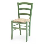 Chaises en bois massif avec assise en paille - venezia - set de 2 - vert - style classique intemporel ...