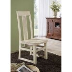 Chaise - bois massif dacacia blanchi - nature white 122