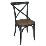 Chaises en bois noir patiné avec dossier croisé bolero - lot de 2 Chaises en bois noir patiné avec dossier croisé bolero - lot de 2