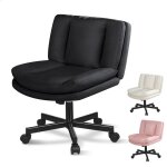 Chaise de bureau alfordson � assise large et pi�tement crois� r�glable et sans accoudoirs avec roulettes. ...