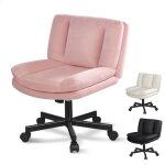 Chaise de bureau alfordson � assise large et pi�tement crois� r�glable et sans accoudoirs avec roulettes. ...