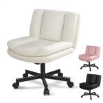 Chaise de bureau alfordson � assise large et pi�tement crois� r�glable et sans accoudoirs avec roulettes. ...
