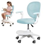Chaise de bureau pour enfant flasidu fauteuil pivotant et ergonomique avec accoudoirs si�ge � roulettes ...