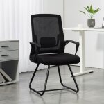 Chaise de bureau ergonomique sans roulettes chaise de conf�rence avec dossier en maille soutien lombaire ...