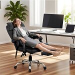 Chaise de bureau fauteuil ergonomique soutien lombaire appui - t�te r�glable repose - pieds dossier inclinable ...