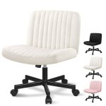 Chaise de bureau pivotante sans accoudoirs alfordson avec roulettes r�glable en hauteur tissu boucl� ...