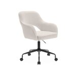 Chaise de bureau � roulettes bouclettes blanche. jim. l 60 x p 62 x h 89 / 99cm.