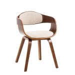 Chaise de bureau sans roulettes visiteur en tissu et bois design retro et confort maximal noyer creme ... Chaise de bureau sans roulettes visiteur en tissu et bois design retro et confort maximal noyer creme ...