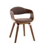 Chaise de bureau sans roulettes visiteur en tissu et bois design retro et confort ma par imal noyer marron ...