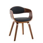 Chaise de bureau sans roulettes visiteur en tissu et bois design retro et confort ma par imal noyer noir ...