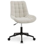 Chaise de bureau vasilo fauteuil en velours c�tel� beige avec pi�tement en m�tal laqu� noir assise r�glabe ...