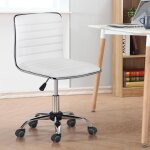 Chaise de bureau - yaheetech - sans accoudoir - hauteur r�glable - simili cuir blanc
