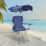 Chaise de camping pliante yyixing® - bleu marine - pare - soleil intégré - poids jusquà 150 kg Chaise de camping pliante yyixing® - bleu marine - pare - soleil intégré - poids jusquà 150 kg