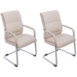 Chaises cantilever xxl anubis en similicuir avec pi�tement luge en m�tal chrom� - lot de 2 - cr�me