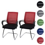 Chaises de conf�rence hwc - k51 pi�tement luge charge max. 150 kg tissu / textile rouge