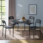 Chaises de cuisine empilables - lunsy - lot de 4 - 455x40x765 cm - noir - assise en plastique mat - pieds ...