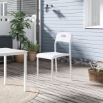 Chaise de cuisine empilable - lunsy - blanc - 455x40x765 cm - assise en plastique - pieds en m�tal - ...