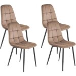 Chaise pour cuisine / salon beige avec capitonnage - avec rev�tement en tissu velours